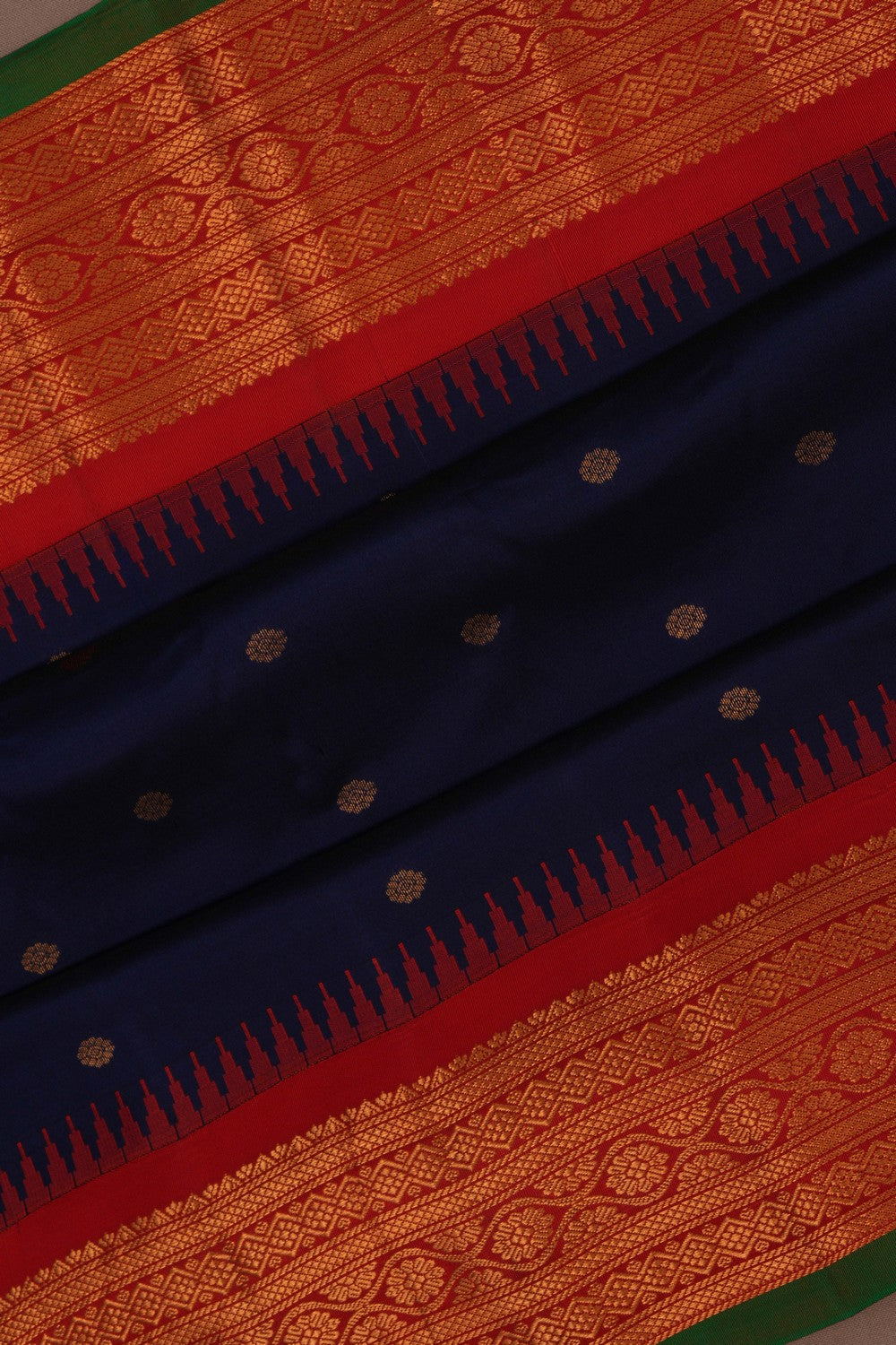 Image of Gadwal Silk Navy Blue Saree